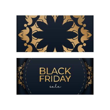 Mavili, klasik altın desenli Kara Cuma reklamı.