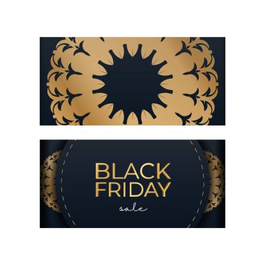 Kara Cuma İçin Kutlama Bayrağı Yunan Altın desenli Mavi Satış