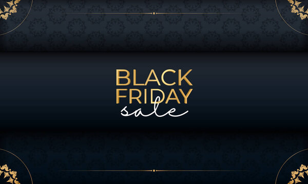 Advertising For Black Friday Sale Blue With Greek Gold Pattern