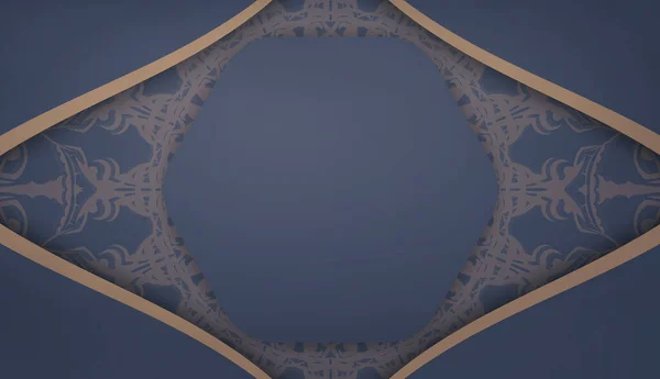 Baner Modré Luxusním Hnědým Vzorem Pro Design Loga — Stockový vektor