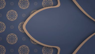 Logonuz altında tasarlamak için klasik kahverengi desenli mavi baner.