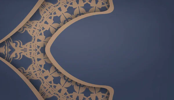 Baner Cor Azul Com Ornamento Marrom Mandala Para Design Sob — Vetor de Stock