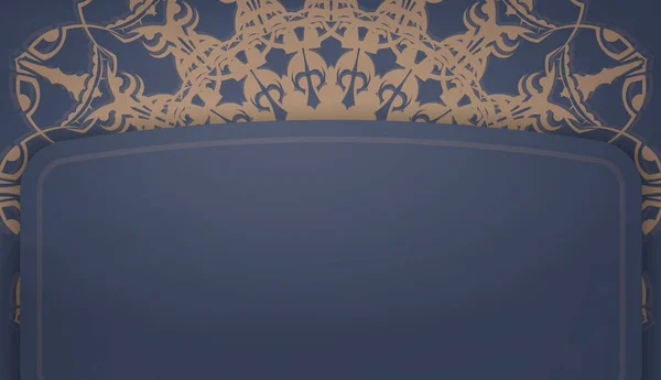 Baner Kolorze Niebieskim Mandali Brązowy Ozdoba Projektowania Pod Tekstem — Wektor stockowy