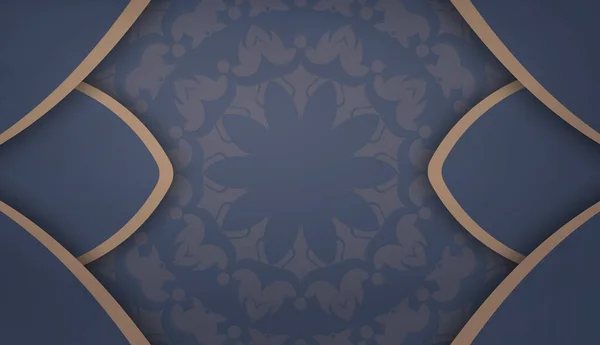 Modèle Bannière Bleue Avec Motif Brun Luxueux Espace Texte — Image vectorielle