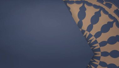 Logo veya metin altında tasarım için Yunanca kahverengi süslemeli mavi pankart şablonu