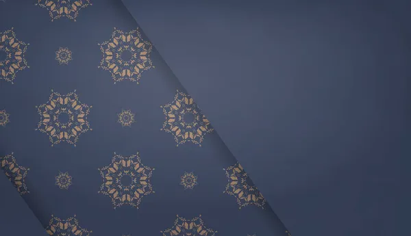 Blaue Farbe Banner Vorlage Mit Vintage Braunen Ornament Für Unter — Stockvektor