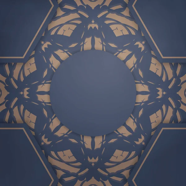 Blaue Farbkarte Mit Abstrakten Braunen Ornamenten Für Ihr Design — Stockvektor
