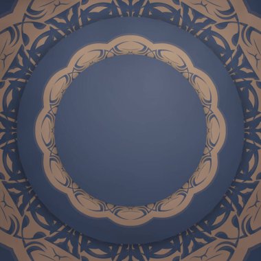 Tasarımınız için soyut kahverengi desenli mavi broşür.