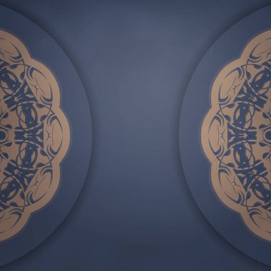 Soyut kahverengi desenli mavi broşür tipografi için hazırlandı.