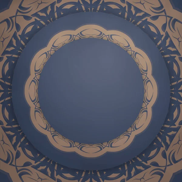 Tasarımınız için soyut kahverengi desenli mavi broşür.