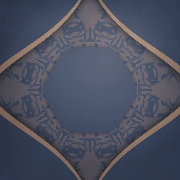 インドの茶色の装飾が施された青のパンフレット — ストックベクタ