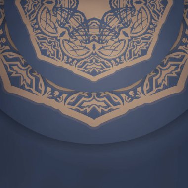 Mavili kart ve kahverengi desenli mandala tebrik etmek için..