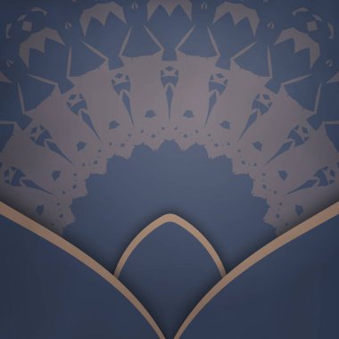 Tipografi için hazırlanmış klasik kahverengi desenli maviyle uçan şablon.