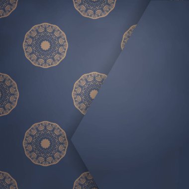 Mavili Broşür ve Hint kahverengi süslemeleri..