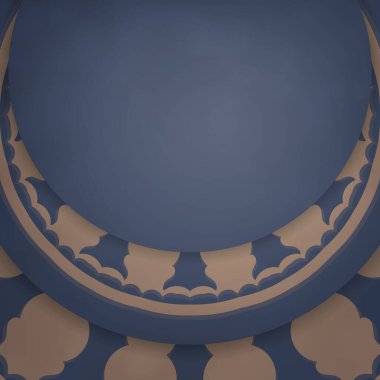 Markan için Yunanca kahverengi desenli mavi tebrik kartı..