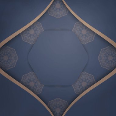 Tebrik etmek için mavi ve kahverengi desenli bir kartpostal..