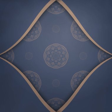 Mavili kartpostalda markanız için Yunanca kahverengi süsler var..