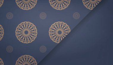 Logonuz altında tasarlamak için soyut kahverengi süslemeli mavi arka plan