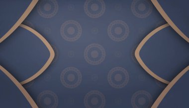 Yunan kahverengi deseni ve logo boşluğu ile mavi arkaplan