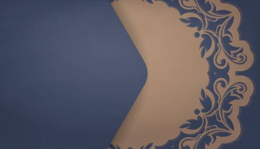 Logosu altında tasarım için Hint kahverengi desenli mavi arka plan