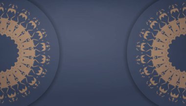 Logonuz ya da metniniz altında tasarım için lüks kahverengi süslemeleri olan mavi bir arkaplan