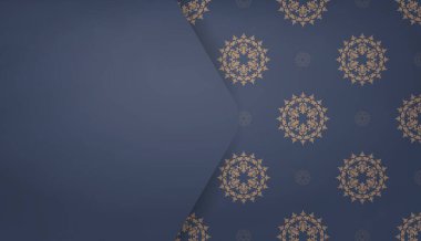 Logonuz ya da metniniz altında tasarım için lüks kahverengi süslemeleri olan mavi bir arkaplan