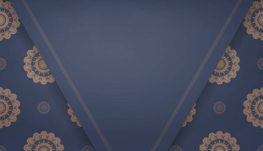 Logonuz altında tasarım için mavi ve klasik kahverengi desenli arkaplan