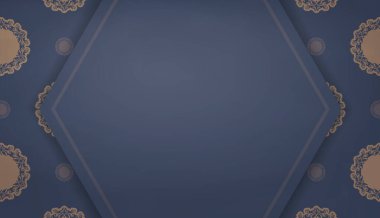 Logonuz altında tasarım için mavi ve klasik kahverengi desenli arkaplan