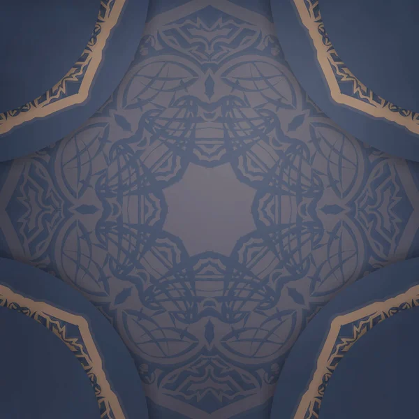 Открытка Синем Винтажным Коричневым Рисунком Вашего Дизайна — стоковый вектор