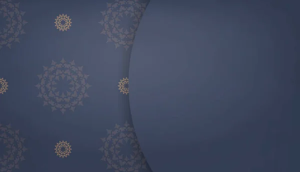 Голубой Фон Абстрактным Коричневым Орнаментом Оформления Вашим Логотипом Текстом — стоковый вектор