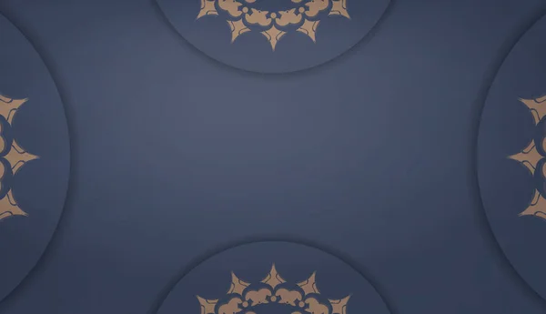 Arrière Plan Bleu Avec Ornement Mandala Brun Lieu Pour Logo — Image vectorielle