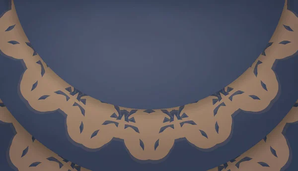 Hintergrund Blau Mit Griechisch Braunen Ornamenten Für Die Gestaltung Unter — Stockvektor
