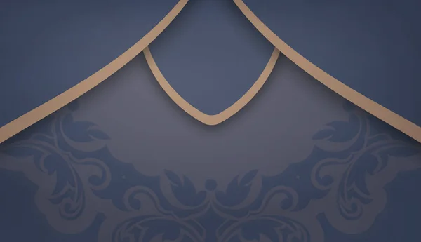 Fondo Azul Con Adornos Marrones Griegos Para Diseño Del Logotipo — Archivo Imágenes Vectoriales