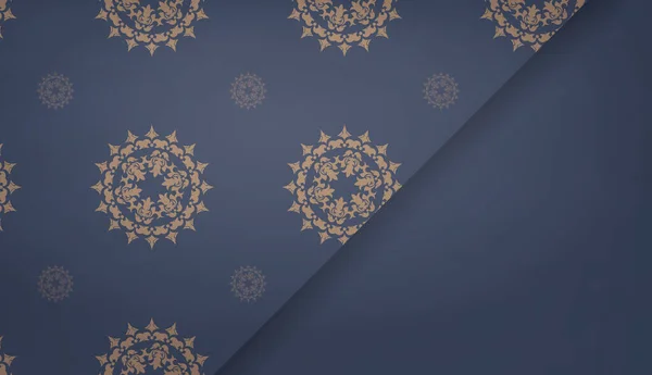 Hintergrund Blau Mit Griechisch Braunem Muster Und Platz Für Ihr — Stockvektor