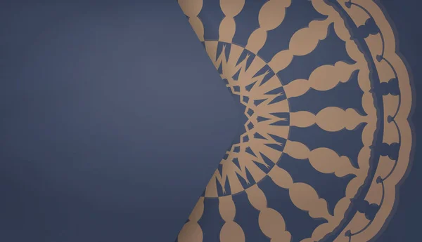Голубой Фон Роскошным Коричневым Узором Логотипа Текстового Дизайна — стоковый вектор