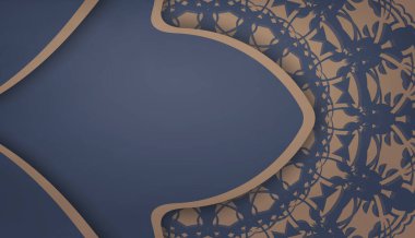 Soyut kahverengi desenli mavi baner ve logo alanı