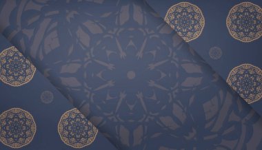 Baner in blue, and Indian brown pattern for design under your logo