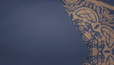 Yazılarınız altında tasarım için Hint kahverengi desenli mavi pankart