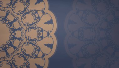 Klasik kahverengi desenli mavi pankart şablonu ve metninizin altında
