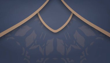 Logo tasarımı için lüks kahverengi desenli mavi pankart şablonu