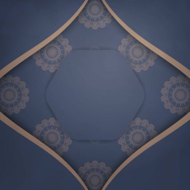 Tebrikler için mavi broşürde Yunanca kahverengi desenler var..