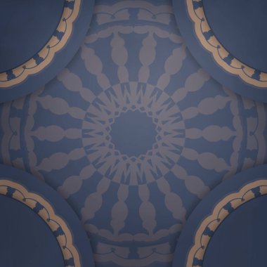 Tasarımınız için soyut kahverengi desenli mavi broşür..