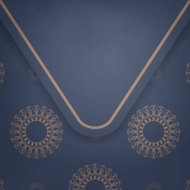 Tebrik etmek için maviler içinde kahverengi süslemeli broşür..