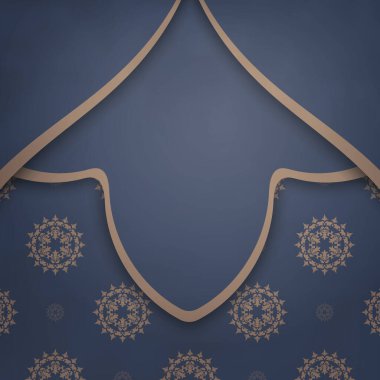 Markanız için Yunanca kahverengi desenli mavi kartpostal..