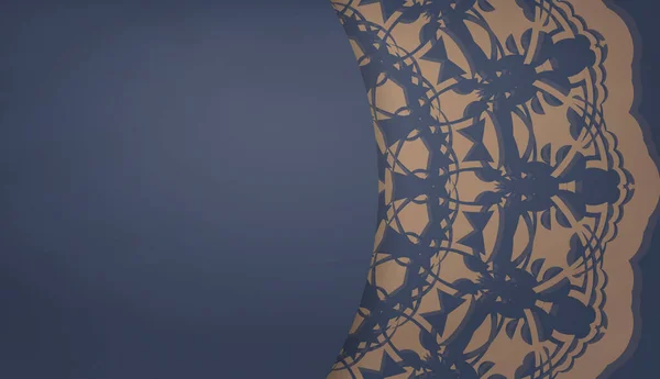 Banner Blau Mit Griechisch Braunem Ornament Zur Gestaltung Unter Ihrem — Stockvektor