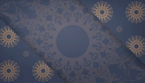 Baner Bleu Avec Ornement Brun Grec Pour Conception Logo — Image vectorielle