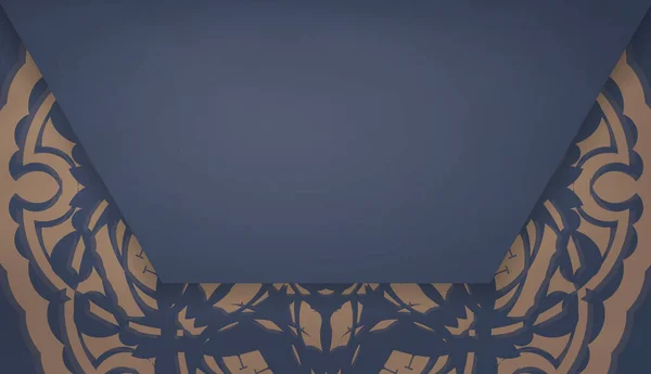 Baner Azul Com Ornamentos Castanhos Gregos Lugar Sob Logotipo — Vetor de Stock