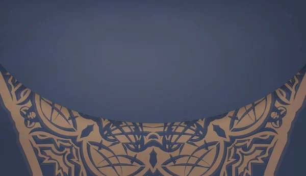 Baner Bleu Avec Des Ornements Marron Grec Place Pour Votre — Image vectorielle