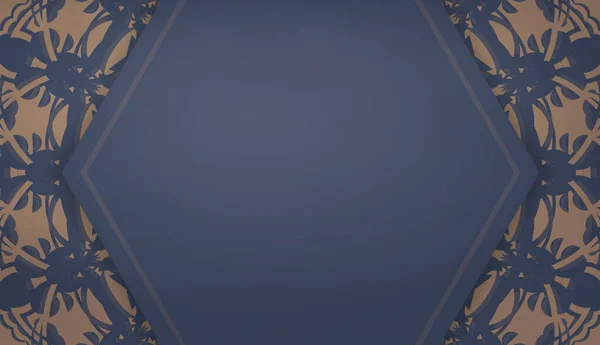 Baner Bleu Avec Motif Brun Indien Pour Conception Logo — Image vectorielle
