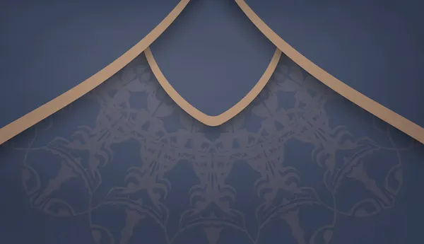 Baner Azul Com Padrão Marrom Indiano Para Design Logotipo — Vetor de Stock